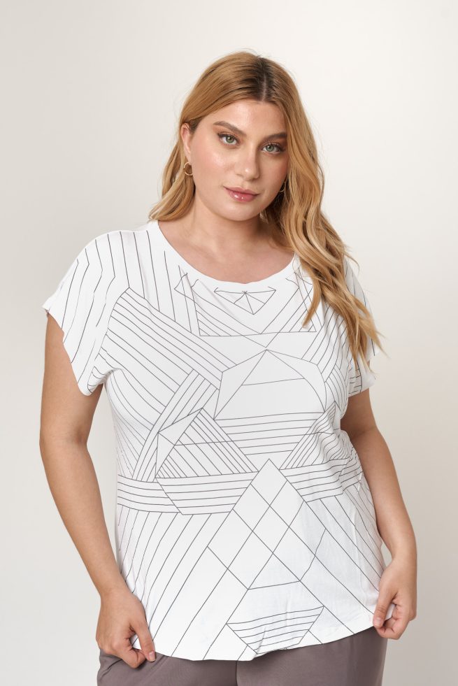 Ελαστικό T-shirt Με Στάμπα Ioli