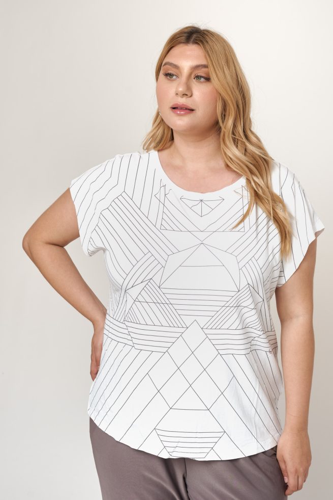 Ελαστικό T-shirt Με Στάμπα Ioli