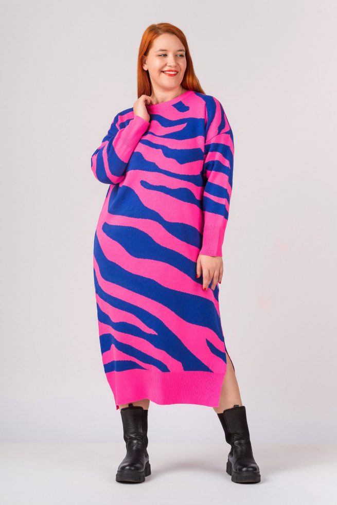 Πλεκτό Φόρεμα Zebra Alicia Φούξια