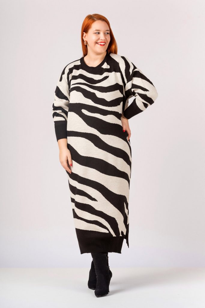 Πλεκτό Φόρεμα Zebra Alicia Μαύρο