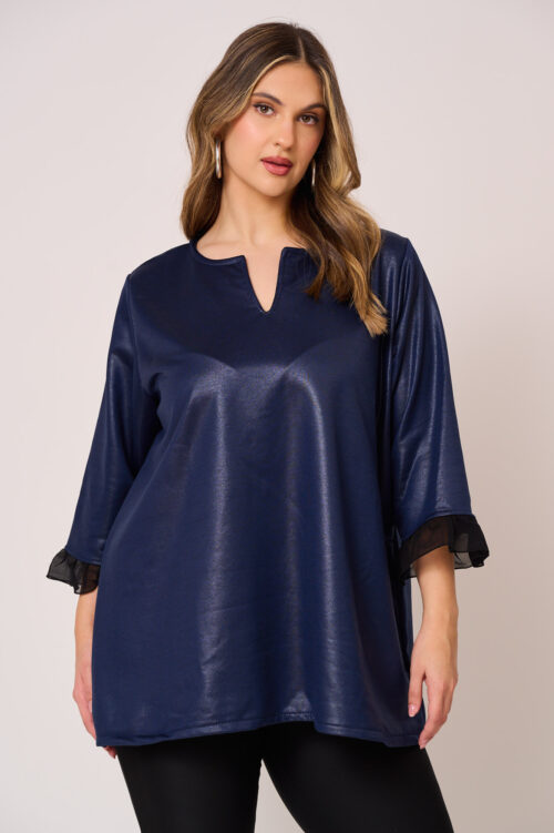 Μπλούζα Δερματίνη Με Διαφάνεια Lyla Μπλε