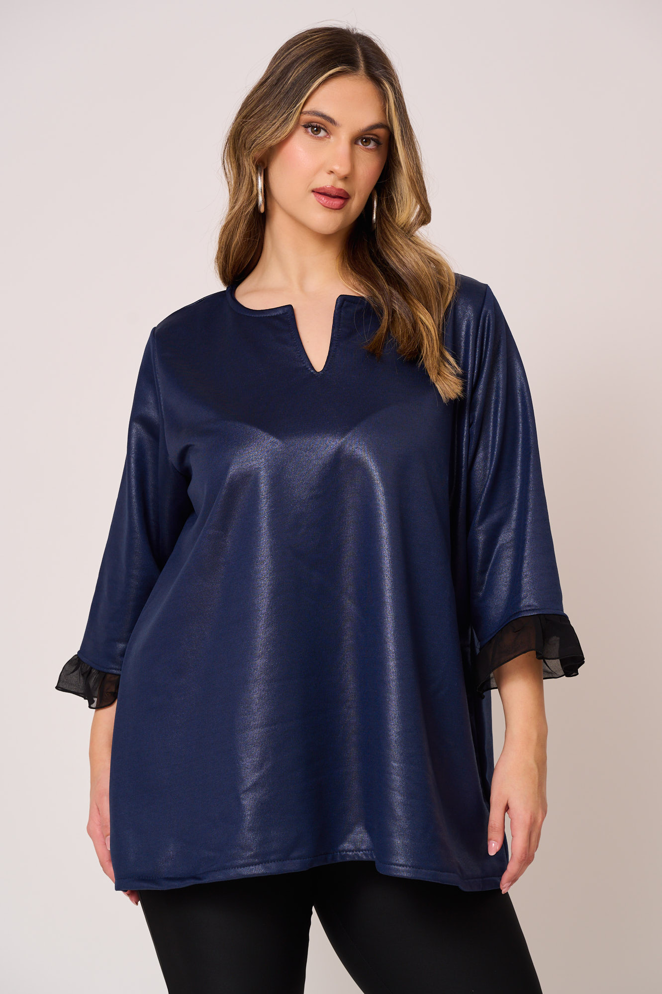 Μπλούζα Δερματίνη Με Διαφάνεια Lyla Μπλε