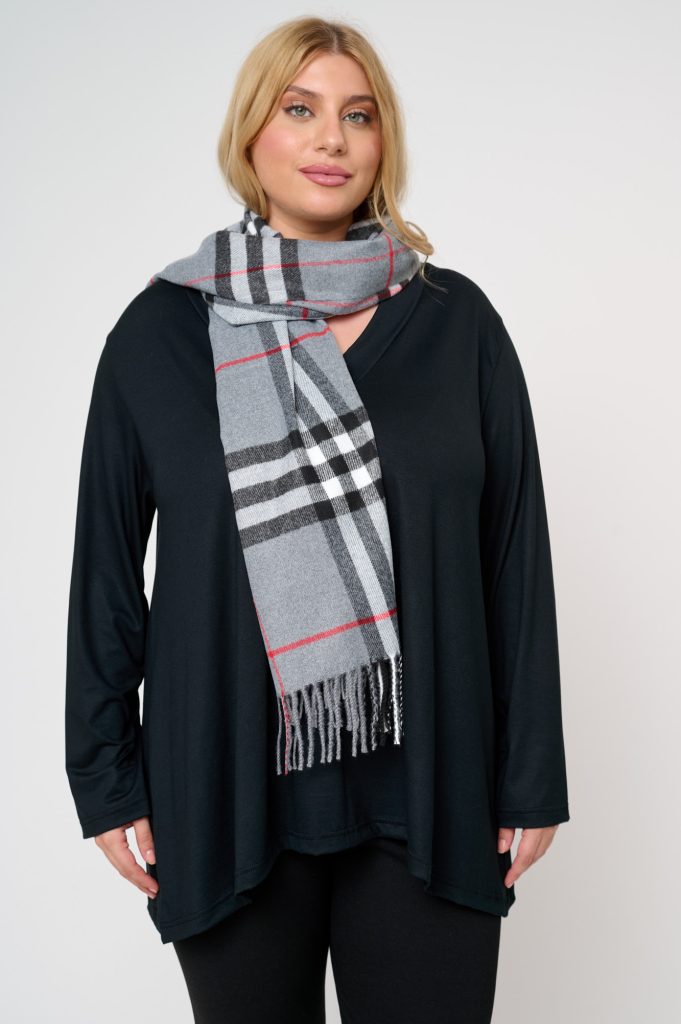 Κασκόλ Καρό Bella Γκρι