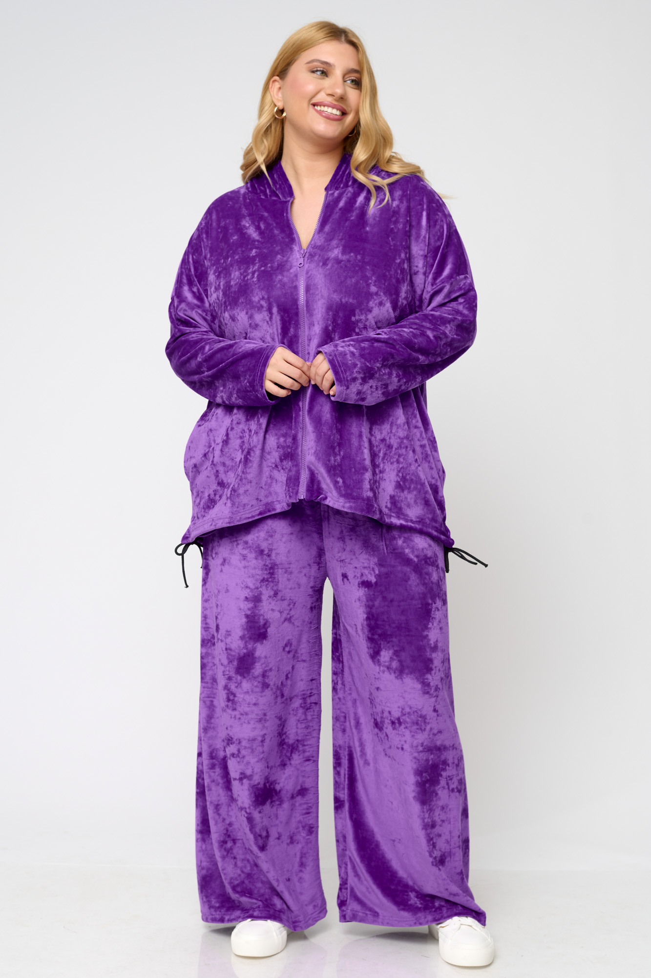 Ζακέτα Φόρμας Με Κουκούλα Βελουτέ Μωβ Martina Ζακέτα Φόρμας Με Κουκούλα Βελουτέ Μωβ Martina