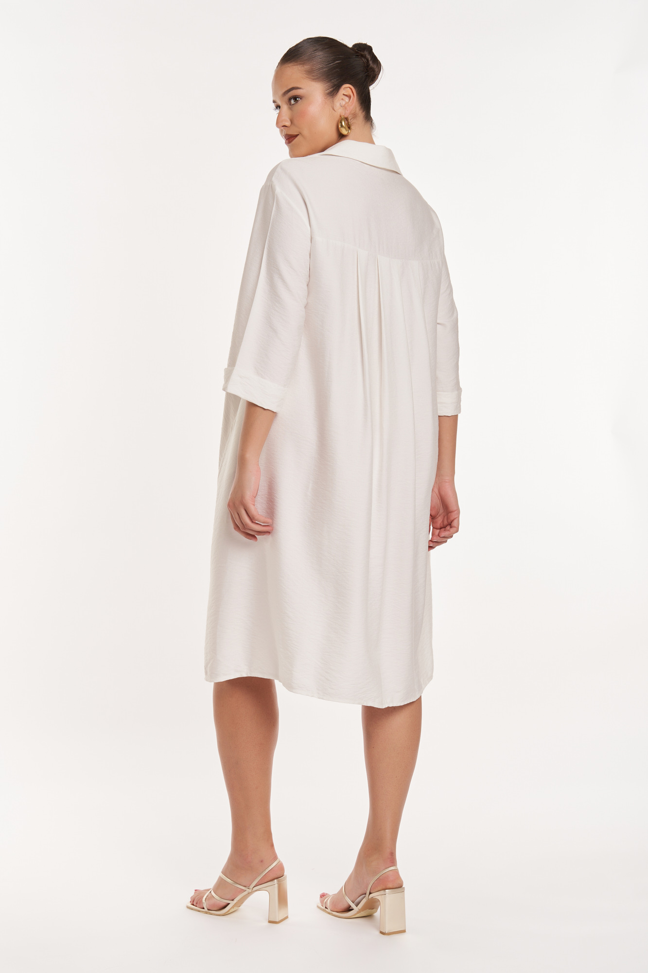 Φόρεμα Κρεπ με Γιακά Clara Off White