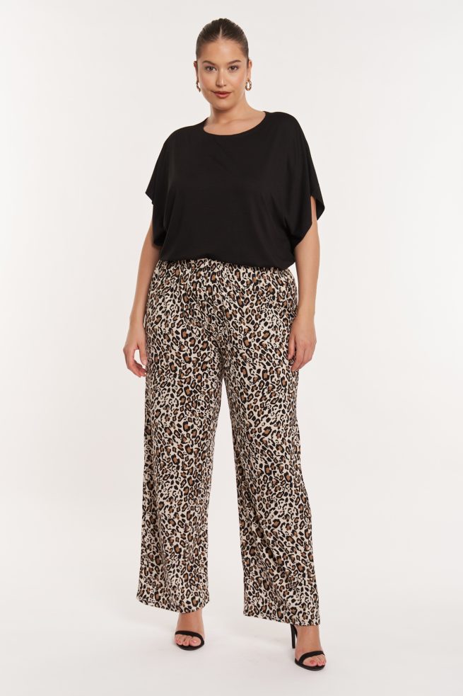Παντελόνα Ελαστική Eva Leopard Μπεζ