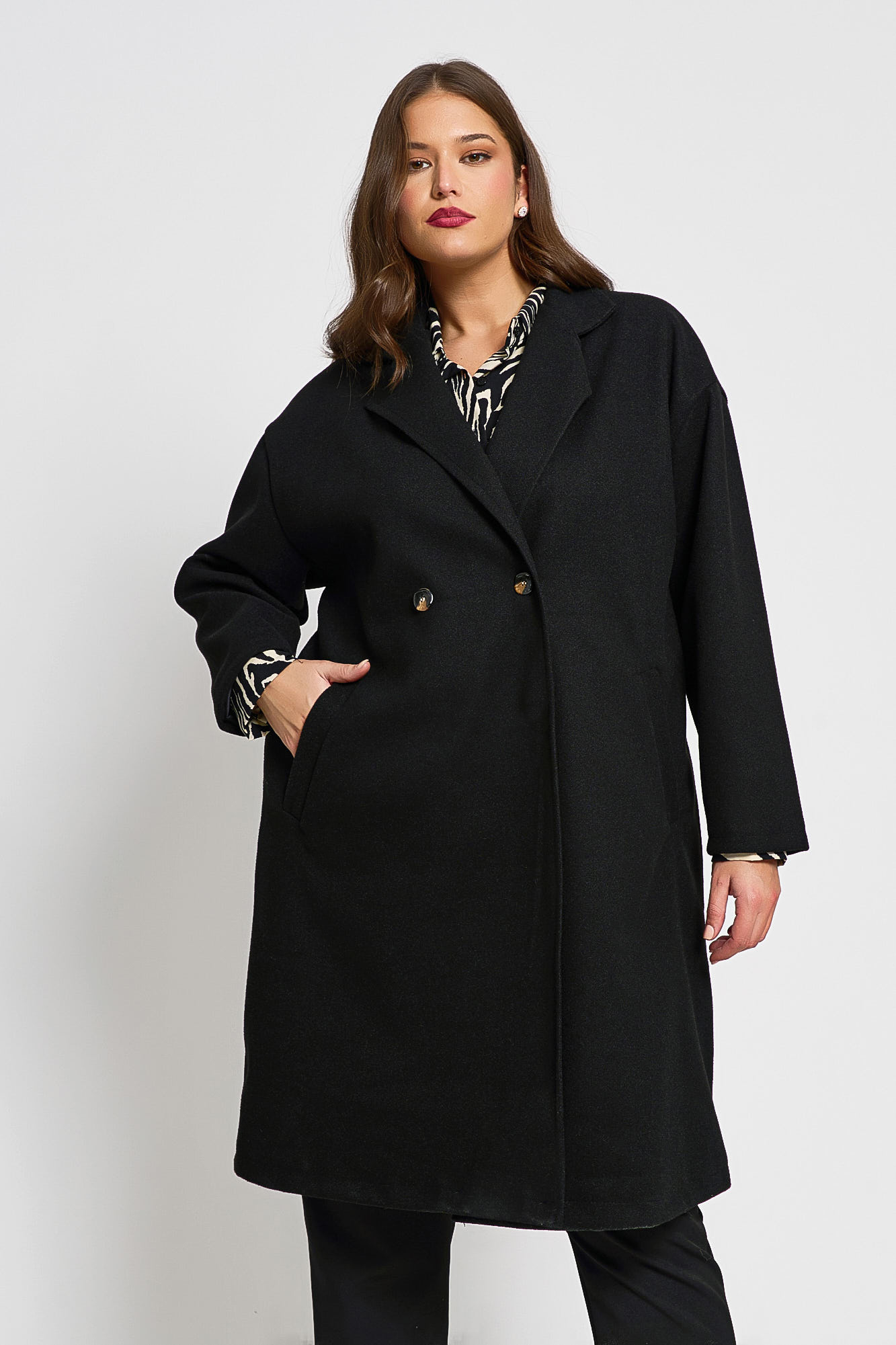 Παλτό με Γιακά Cornelia Μαύρο