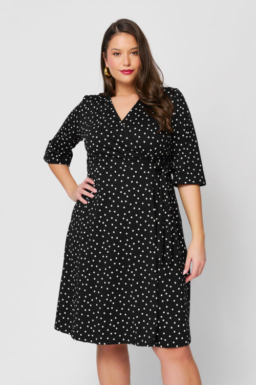 Κρουαζέ Midi Φόρεμα-Κιμονό Πουά Evanthia