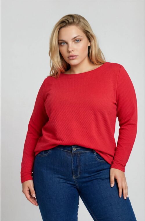 Μπλούζα Ελαστική Καπιτονέ με Λαιμόκοψη Leona Κόκκινο