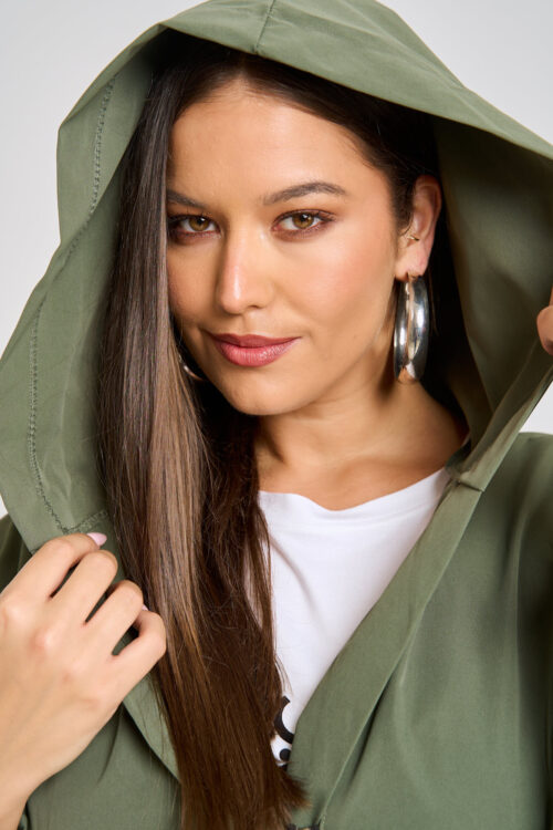 Παρκά με Κουκούλα και Ρυθμιζόμενη Μέση Cindy Χακί