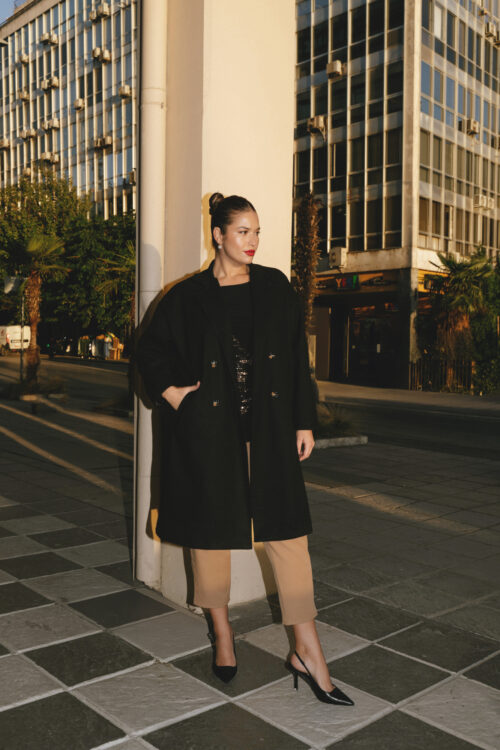 Παλτό με Γιακά Cornelia Μαύρο