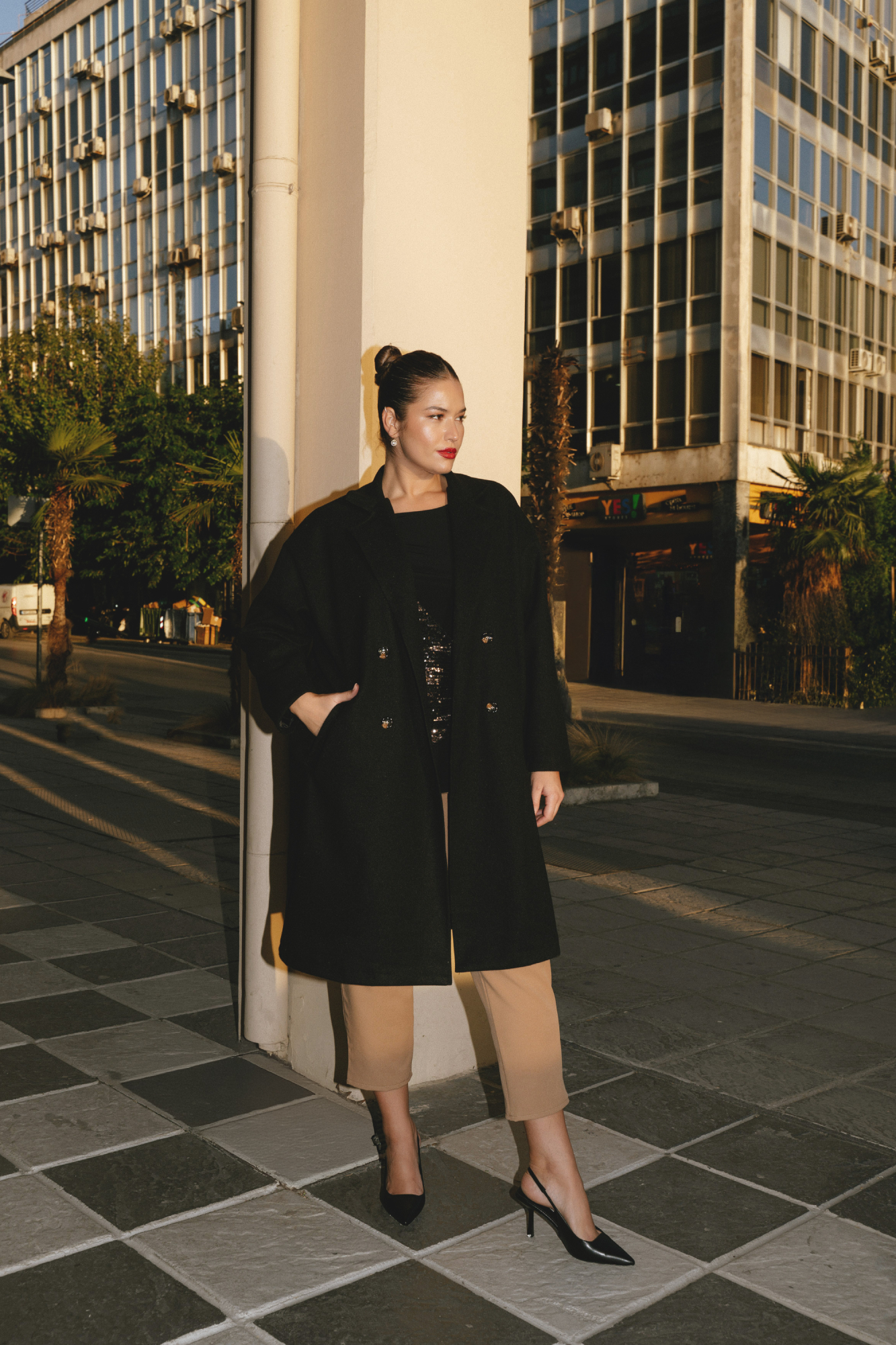 Παλτό με Γιακά Cornelia Μαύρο