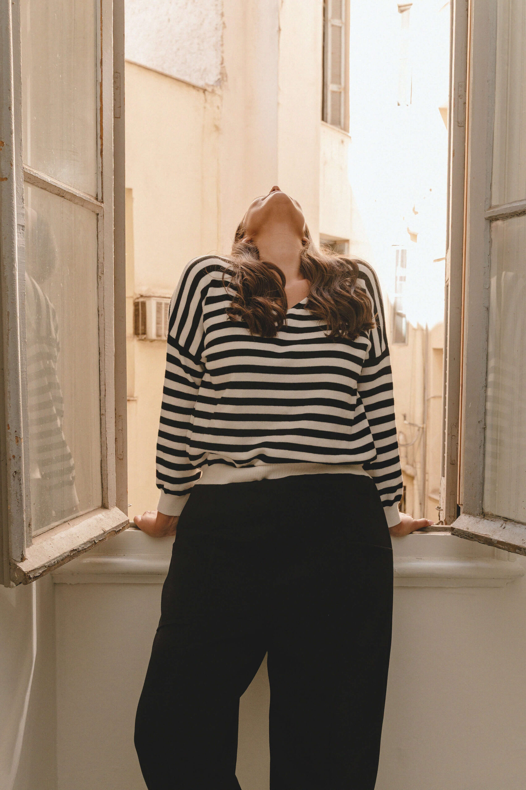 Πλεκτό Πουλόβερ Ριγέ Riga Μαύρο