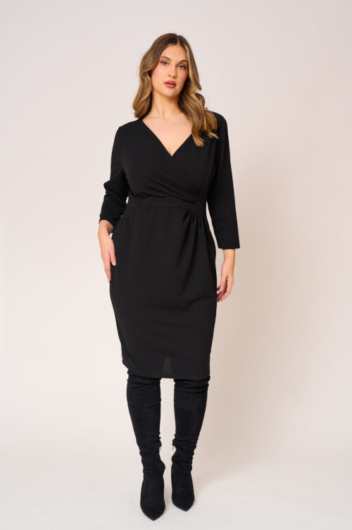 Κρεπ Midi Φόρεμα Κρουαζέ Ντεκολτέ Nivo Μαύρο