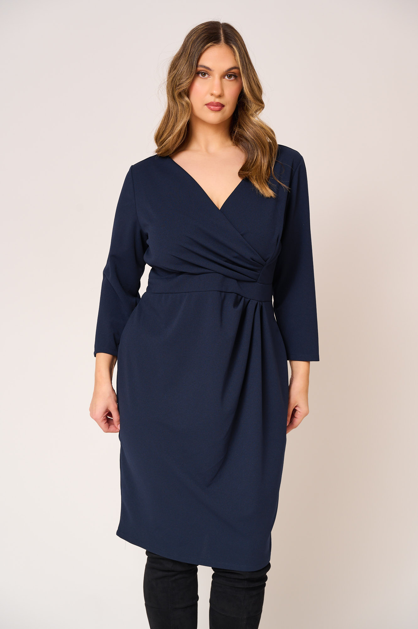 Κρεπ Midi Φόρεμα Κρουαζέ Ντεκολτέ Nivo Μπλε