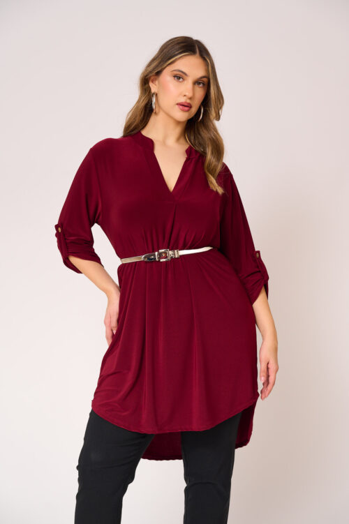 Ασύμμετρη Ελαστική Πουκαμίσα V Klelia Μπορντό