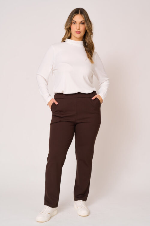 Παντελόνι Ελαστικό 7/8 Με Τσέπες Amelie Καφέ