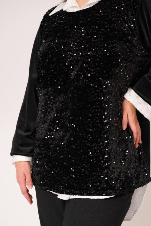 Μπλούζα με Παγιέτες & Μακριά Μανίκια Kesha