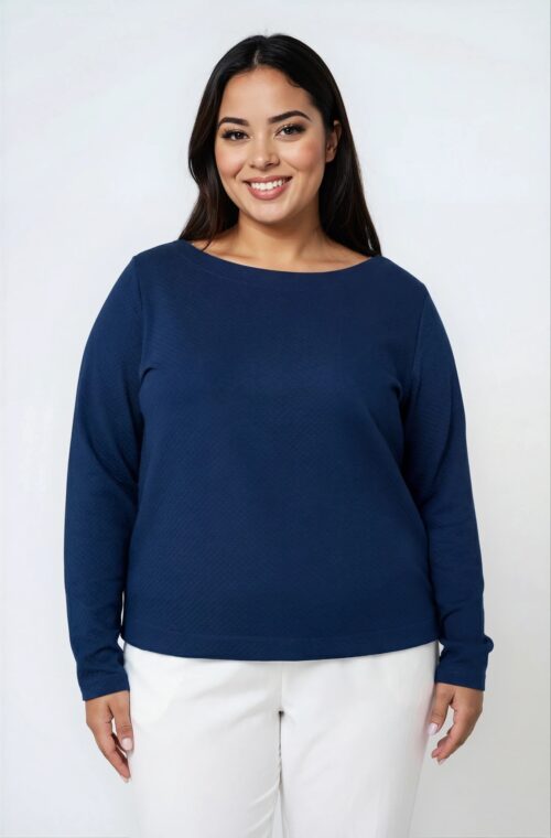 Μπλούζα Ελαστική Καπιτονέ με Λαιμόκοψη Leona Μπλε