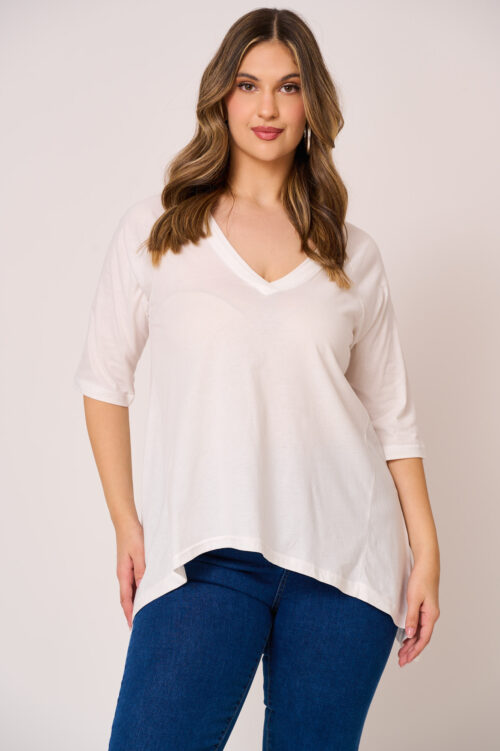 Μπλούζα Ελαστική με V Luisa Λευκό