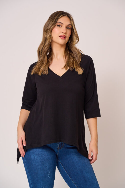 Μπλούζα Ελαστική με V Luisa Μαύρο