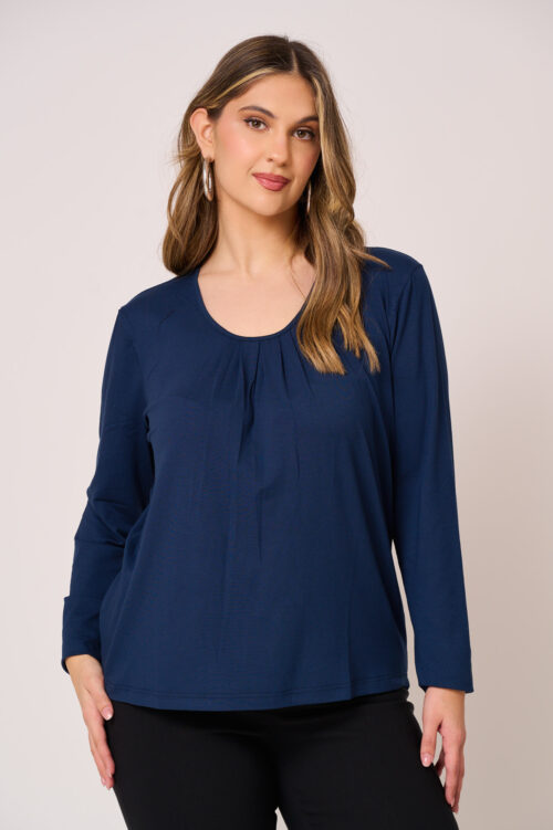 Μπλούζα ελαστική με πιέτες & μακρύ μανίκι Kristen