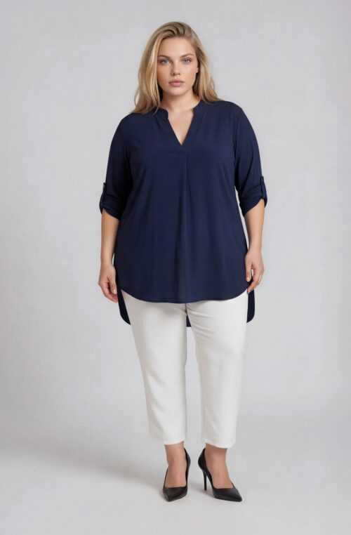 Ασύμμετρη Ελαστική Πουκαμίσα V Klelia Μπλε