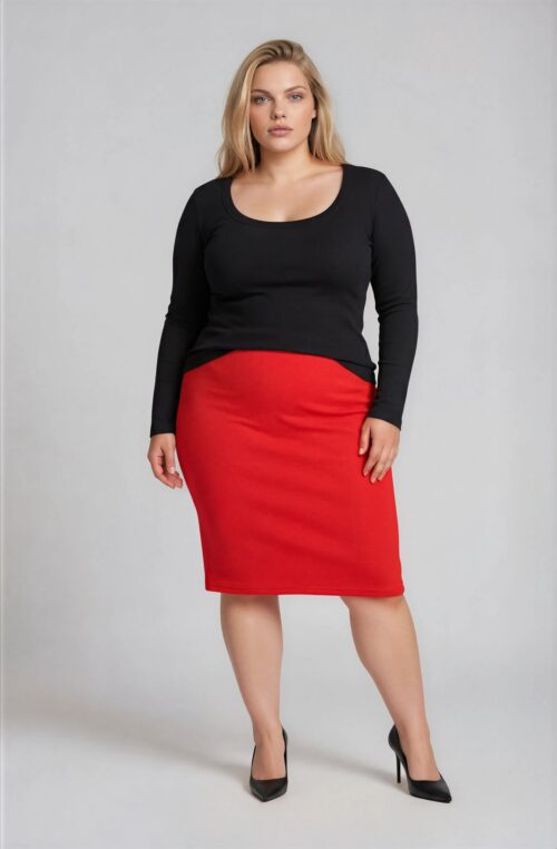 Φούστα Ελαστική Pencil Mado Κόκκινο