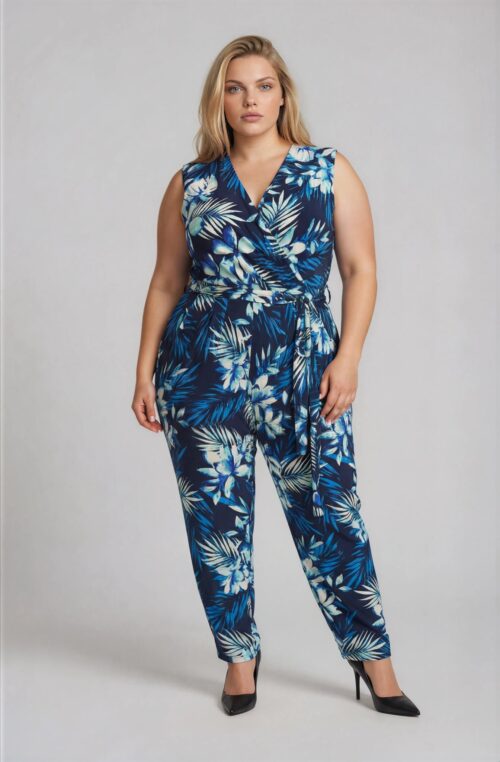 Ολόσωμη Ελαστική Φόρμα Κρουαζέ Flora Μπλε