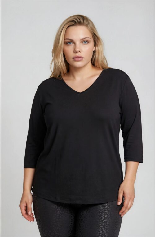 Μπλούζα Ελαστική V Yolanda Μαύρο